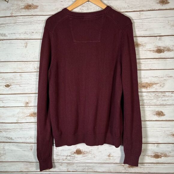 🎇izod V Neck Fieldhouse Solid Gauge Maroon Pull Over Sweater SZ Medium - Picture 7 of 9